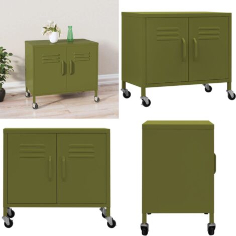 Armadietto Verde Oliva 60x35x56 cm in Acciaio - Armadio con ruote - Armadio regolabile