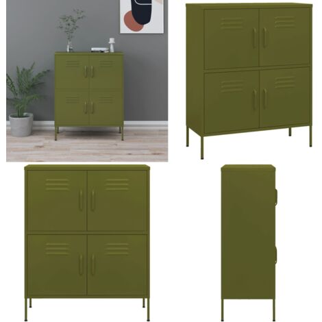 Armadietto Verde Oliva 80x35x101,5 cm in Acciaio - Armadietto verde oliva - Armadietto con ripiani regolabili