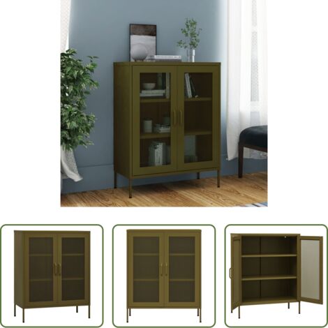 Armadietto verde oliva -  Armadietto Verde Oliva 80x35x101,5 cm in Acciaio