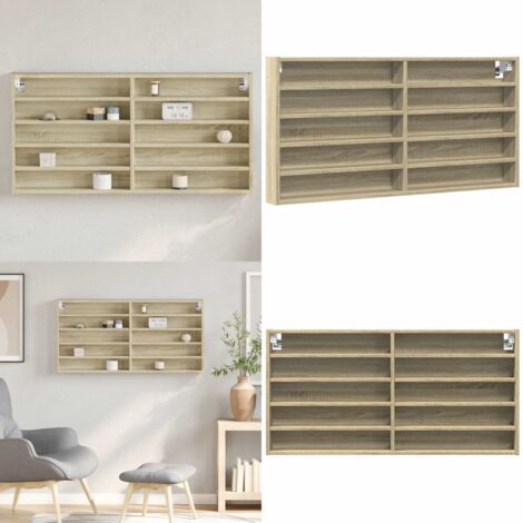 Armadietto Vetrina Rovere Sonoma 100x8,5x50cm Legno Multistrato - Mobile vetrina - Armadio
