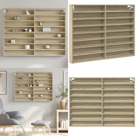 Armadietto Vetrina Rovere Sonoma 100x8,5x75cm Legno Multistrato - Mobile vetrina - Armadio in legno