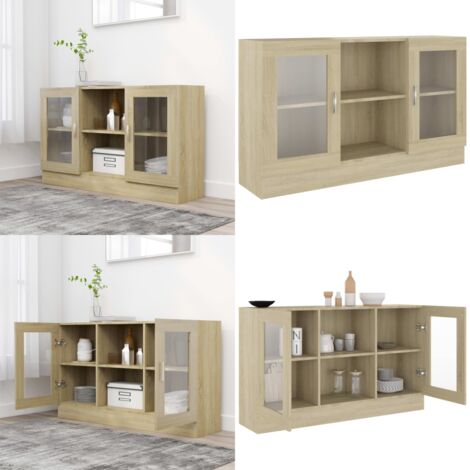 Armadietto Vetrina Rovere Sonoma 120x30,5x70 cm Multistrato - Armadietto rovere - Armadietto multistrato