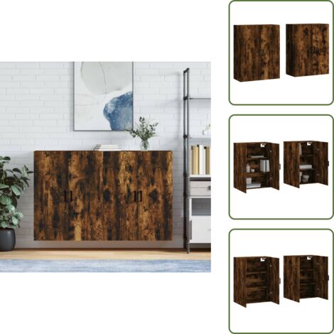 Armadietto - vidaXL Mobili a Parete 2 pz Rovere Fumo 69,5x34x90 cm - Armadio