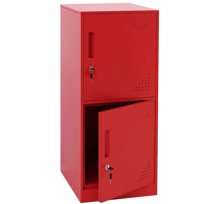 Armadietto/contenitore in metallo con 2 ante 90x38x45 cm rosso 040008945