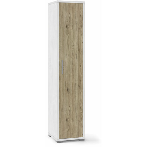Armadio 1 Anta 39x182x41 cm Ossido Bianco/Rovere Naturale