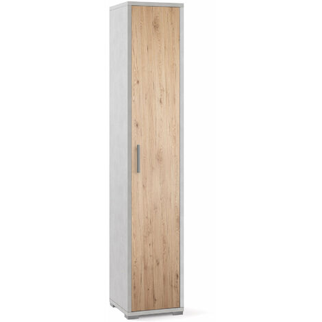 Armadio 1 Anta 39x199x41 cm Ossido Bianco/Rovere Naturale