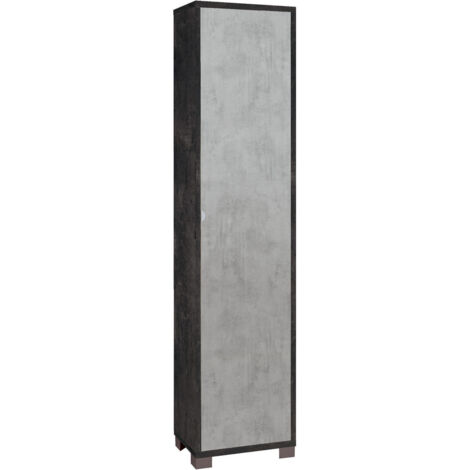 Armadio 1 Anta 43x190x29 cm Ossido Nero/Cemento