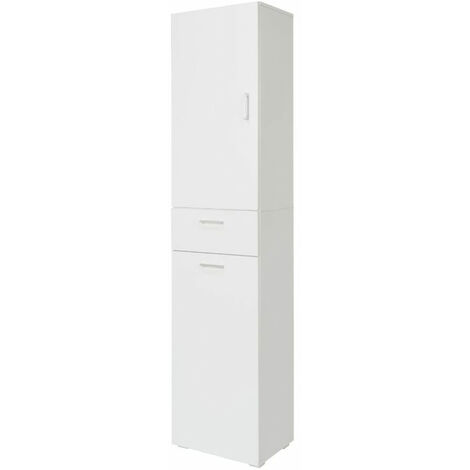 Armadio 1 Anta con Cassetto e Cestello 45x32x195 cm in MDF Bianco