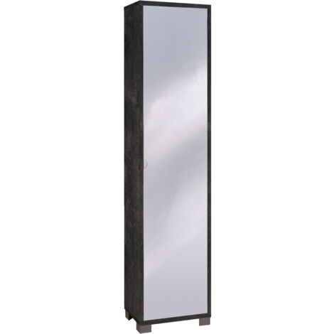 Armadio 1 Anta con Specchio 43x190x29 cm Ossido Nero