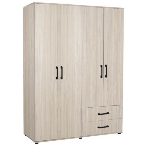 Armadio 120x170h cm con 4 ante e 2 cassetti colore rovere - GRD4422023