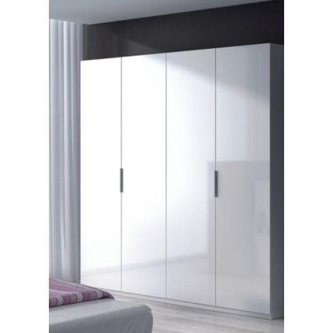 Armadio 180x52x200h cm con 4 ante battenti bianco lucido - Livorno
