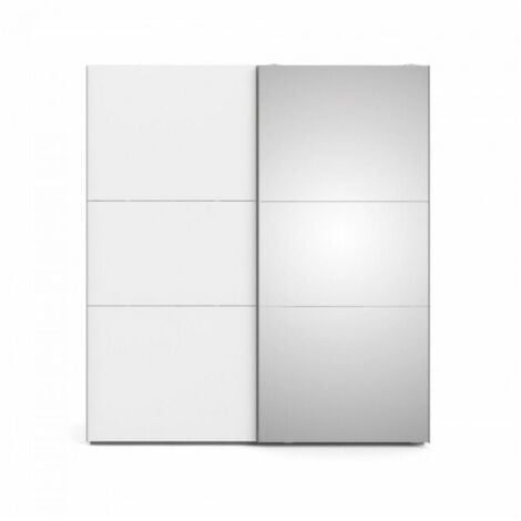 Armadio 195x220h cm due ante scorrevoli bianco opaco e grigio - Aprilia