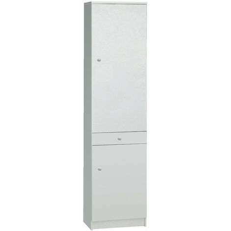 Armadio 2 Ante 1 Cassetto 46x183x34 cm Bianco Lisco