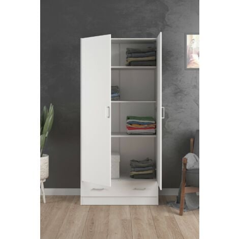 Armadio angolare 80x185 h cm in legno bianco con vani a giorno - Bernac