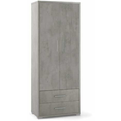 Armadio 2 Ante 2 Cassetti 71x182x41 cm Cemento