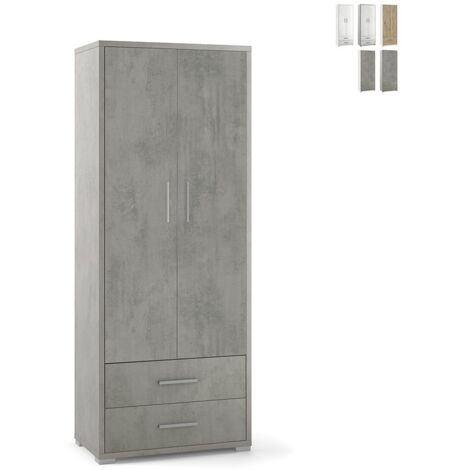 Armadio 2 ante 2 cassetti h182 l71 p41 cm struttura cemento frontale cemento sarmog db359k - Sarmog