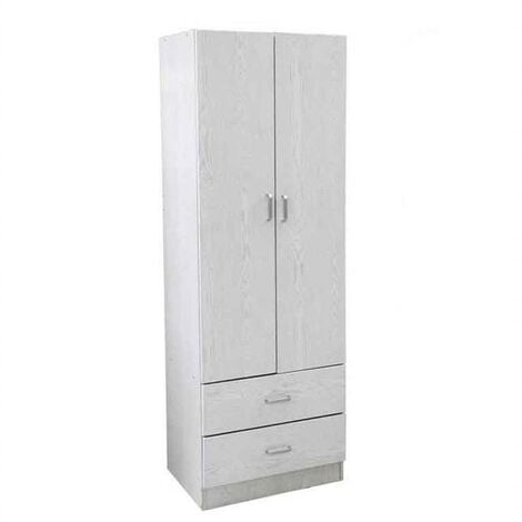 Armadio regolabile 198-134x205 h cm in legno bianco con vani a