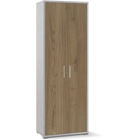 Armadio 2 Ante 71x199x41 cm Ossido Bianco/Noce Stelvio