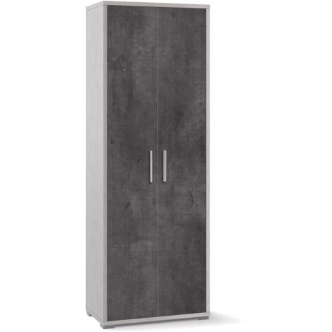 Armadio 2 Ante 71x199x41 cm Ossido Bianco/Ossido Nero