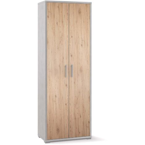 Armadio 2 Ante 71x199x41 cm Ossido Bianco/Rovere Naturale