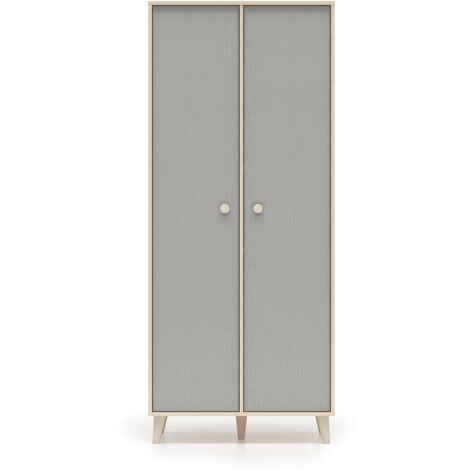 Armadio 2 ante Alycia beige - grigio - effetto marrone 190cm