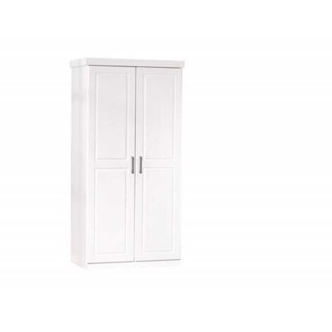 armadio 2 ante battenti in pino massello bianco 95x55x190 cm
