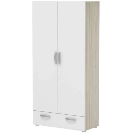 armadio 2 ante battenti "nano" effetto quercia e bianco 81,2x37,6x167 cm