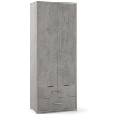 Armadio 2 Ante con Cassetti Grigio Multiuso Ripiani Ufficio Mobile Camera Bimbi