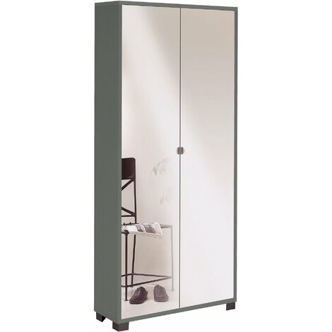 Armadio 2 Ante con Specchio 83x190x29 cm Titanio