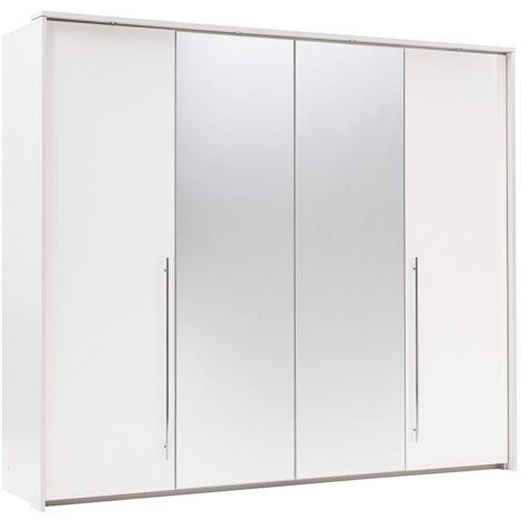 Armadio 2 ante con specchio e LED L255 cm Bianco - INGINA