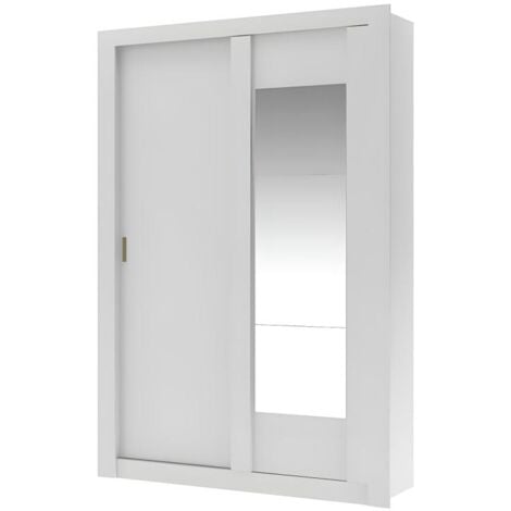 Armadio 2 ante scorrevoli con specchio L.152 cm Bianco - PETTERI