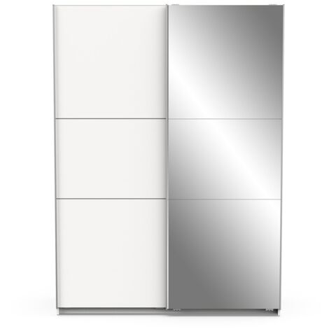 armadio 2 ante scorrevoli "ghost" con specchio bianco 148x59,9x203 cm