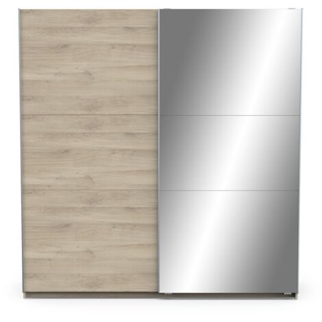 armadio 2 ante scorrevoli "ghost" con specchio effetto quercia 194,5x59,9x203 cm