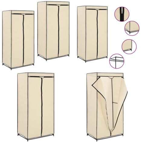 Armadio 2 pz Crema 75x50x160 cm - Appendiabiti - Armadio con appendiabiti