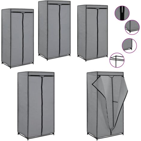Armadio 2 pz Grigio 75x50x160 cm - Appendiabiti - Armadio grigio