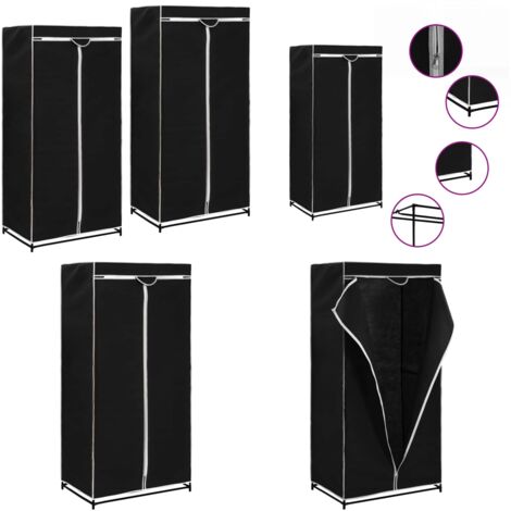 Armadio 2 pz Nero 75x50x160 cm - Appendiabiti - Armadio nero
