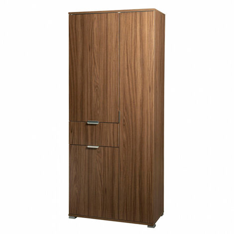 Armadio 3 Ante 1 Cassetto 75x38x174 h cm in Truciolare bilaminato Marrone