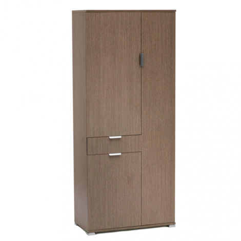 Armadio 3 Ante 1 Cassetto 75x38x174 h cm in Truciolare bilaminato Rovere grigio