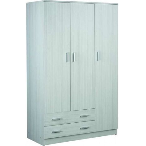 Armadio 153x217h cm con tre ante e due cassetti in legno bianco lucido e  grigio cemento - Adore