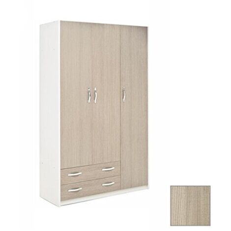 Armadio 3 ante e 2 cassetti cassa Bianco frontale olmo Cm 135x52xH 210