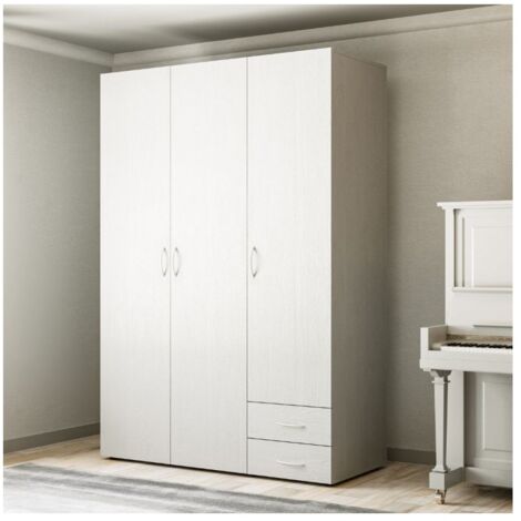 Armadio 3 ante e 2 cassetti Seba3 120x51,6x177h colore bianco
