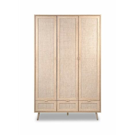 Armadio 3 ante e 3 cassetti effetto vimini Bali60B