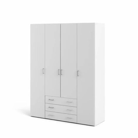 AC MARCA armadio 4 ante battenti "space" con 3 cassetti bianco 154x49,5x200,4 cm