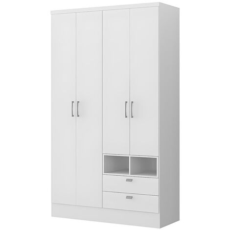 Armadio 4 ante e 2 cassetti L.120 cm Bianco - ODILON
