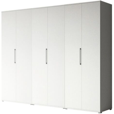armadio 6 ante battenti bianco 240x52x207 cm