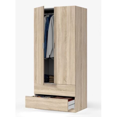 Armadio 81x52x180h cm con 2 ante e 2 cassetti rovere canadese - Vercelli