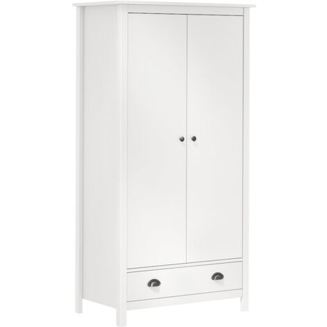 Armadio a 2 Ante Hill Bianco 89x50x170cm in Legno di Pino
