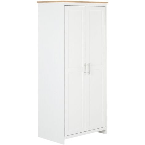 Armadio a 2 ante legno e bianco scaffali e asta appendiabiti 180 cm Sellin