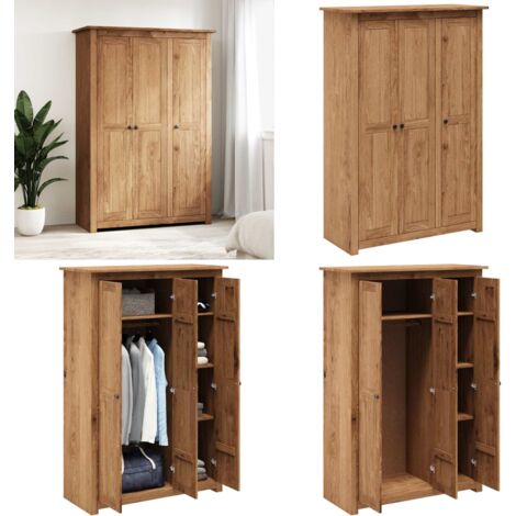 Armadio a 3 Ante 118x50x171,5cm Legno di Pino Panama Range - Armadio con 3 ante - Armadio in legno