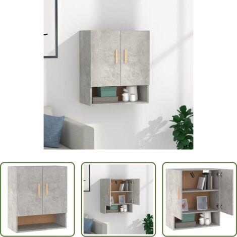 Armadio a muro -  Armadietto a Muro Grigio Cemento 60x31x70 cm Legno Multistrato
